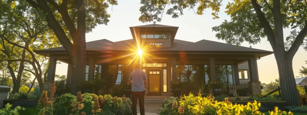 men standing in front of a welcoming, modern sober living home in arkansas, surrounded by a supportive community, embracing the journey to recovery.