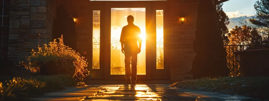 stepping confidently towards the entrance of a serene arkansas sober living home, a man embraces the beginning of his journey to recovery.