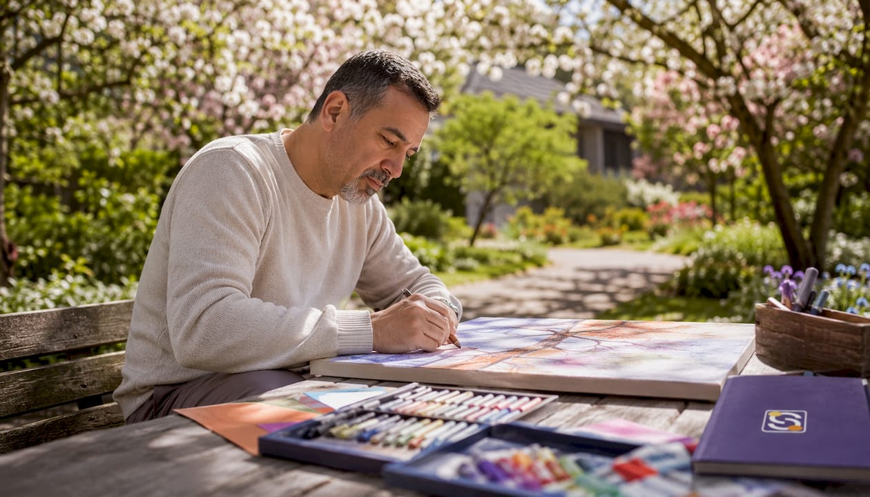 Man creating art in therapy session