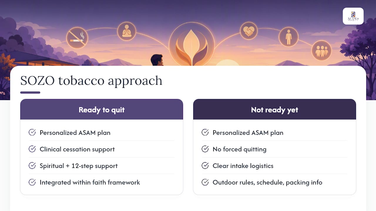 SOZO's Approach to Tobacco in Treatment — overview diagram