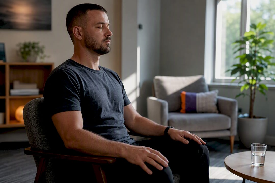 Man practicing a body scan meditation