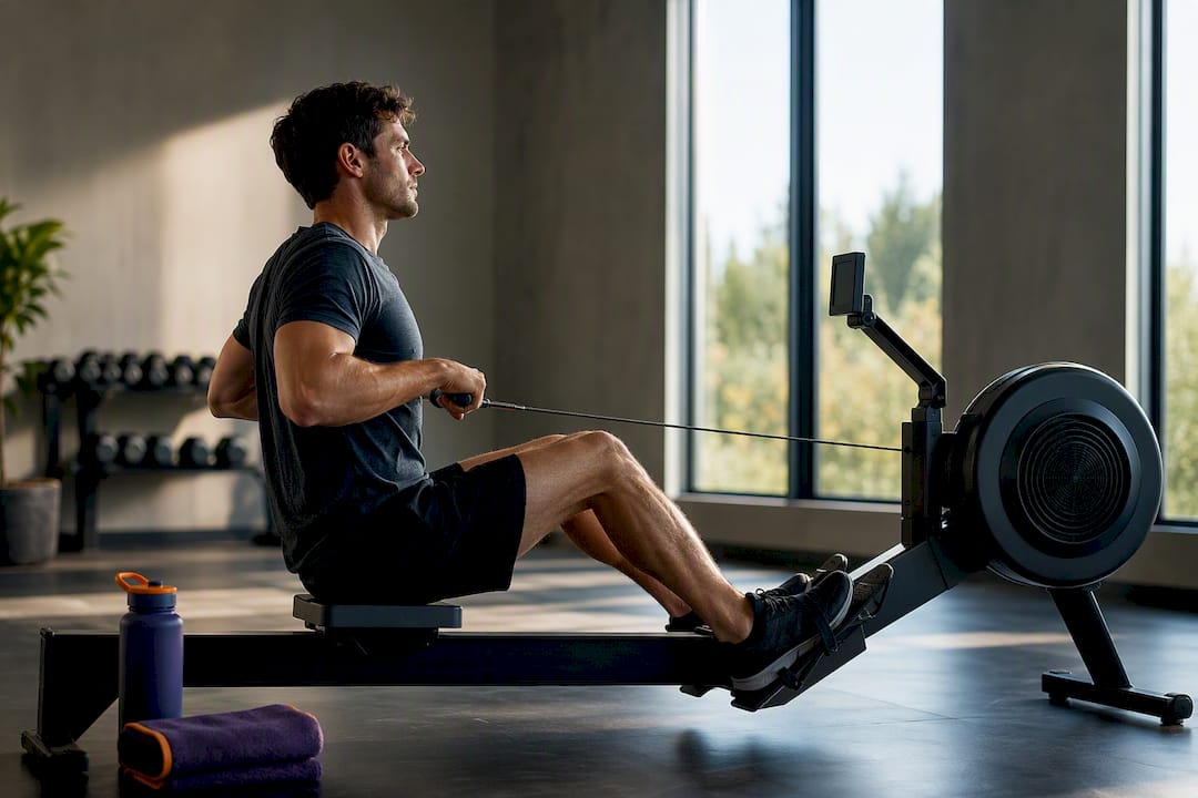 Man exercising in a recovery center gym