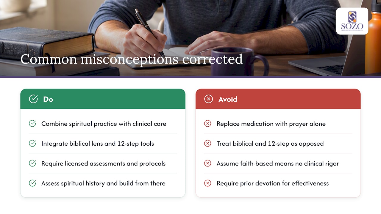 Common misconceptions about biblical addiction recovery: overview diagram